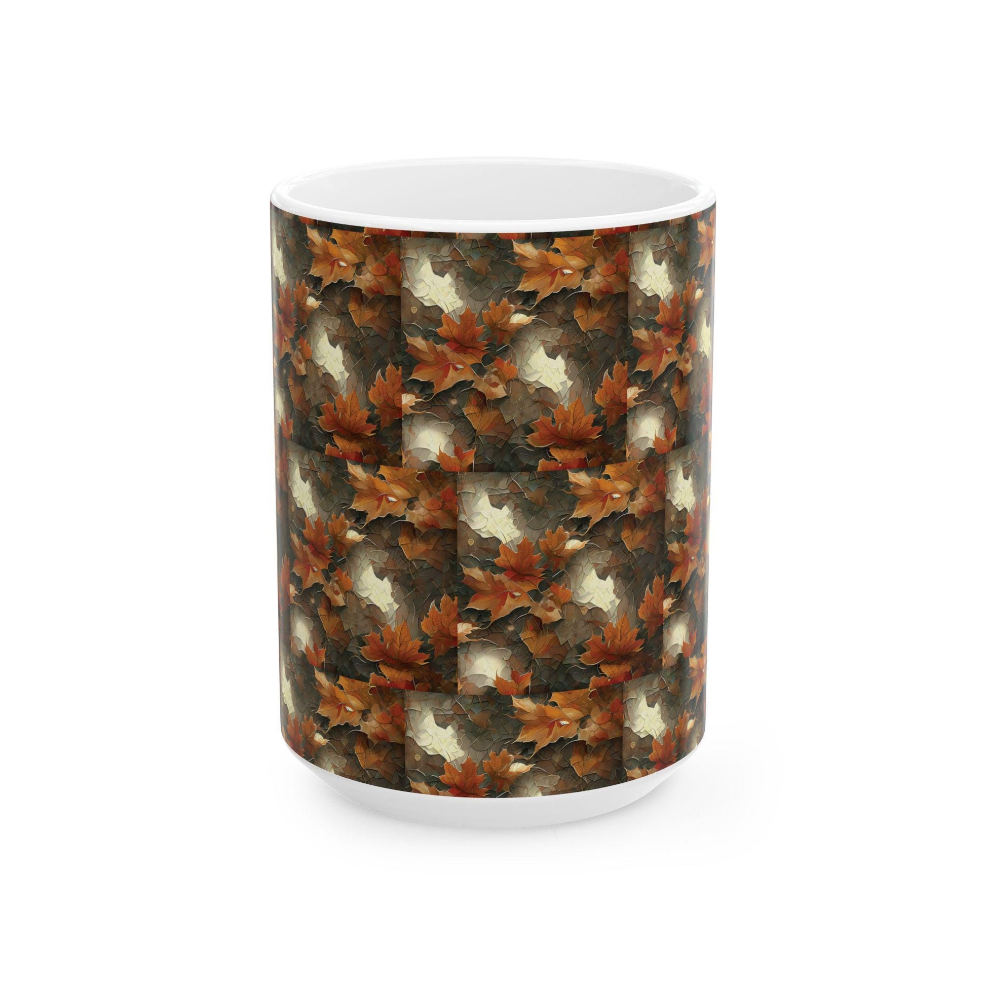 Autumn Leaves Ceramic Mug, Fall Drinkware, Coffee Tea Cup, Seasonal Home Decor, Gift for Nature Lovers