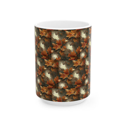 Autumn Leaves Ceramic Mug, Fall Drinkware, Coffee Tea Cup, Seasonal Home Decor, Gift for Nature Lovers
