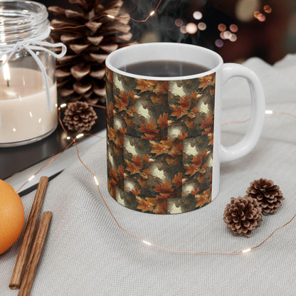 Autumn Leaves Ceramic Mug, Fall Drinkware, Coffee Tea Cup, Seasonal Home Decor, Gift for Nature Lovers