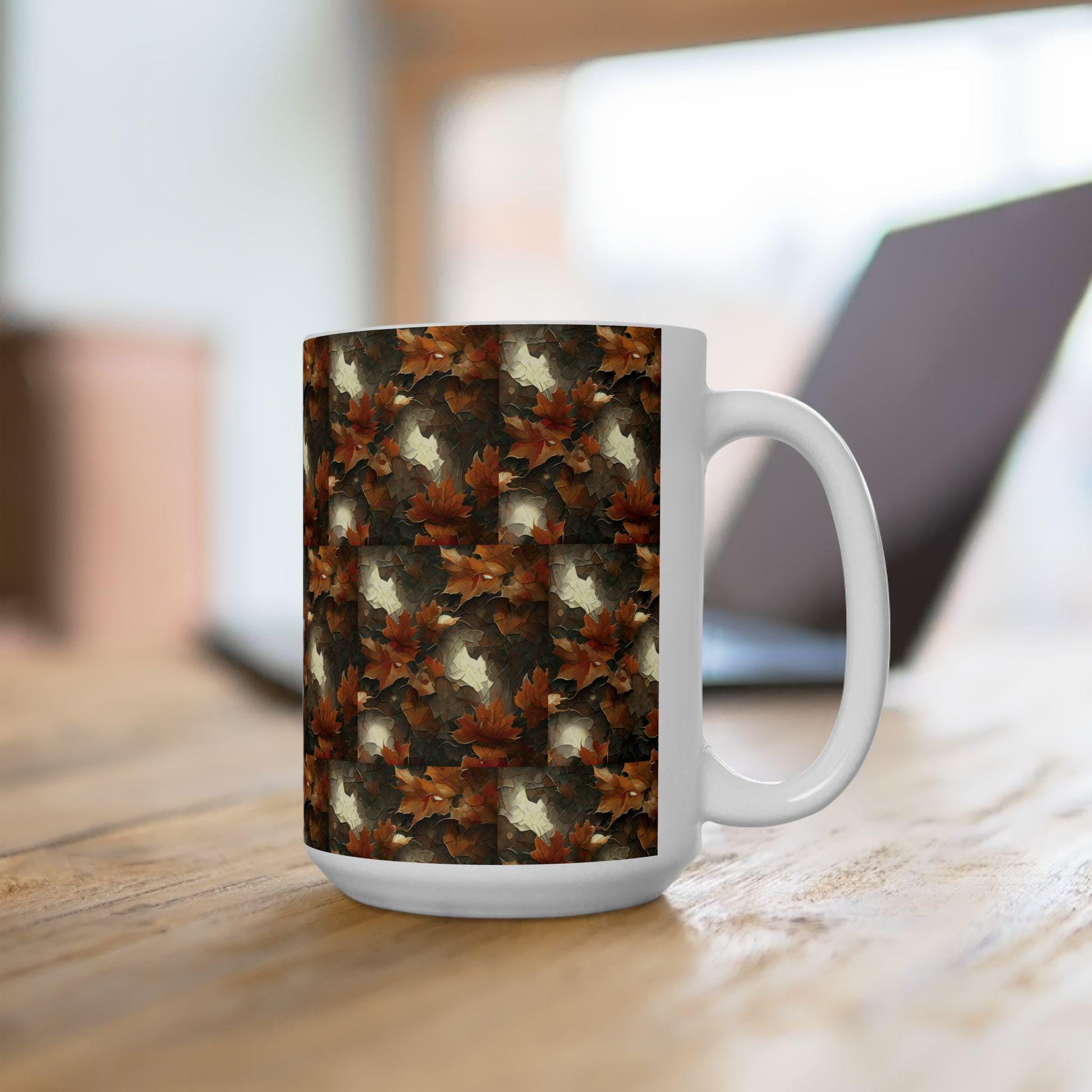 Autumn Leaves Ceramic Mug, Fall Drinkware, Coffee Tea Cup, Seasonal Home Decor, Gift for Nature Lovers
