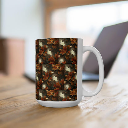 Autumn Leaves Ceramic Mug, Fall Drinkware, Coffee Tea Cup, Seasonal Home Decor, Gift for Nature Lovers