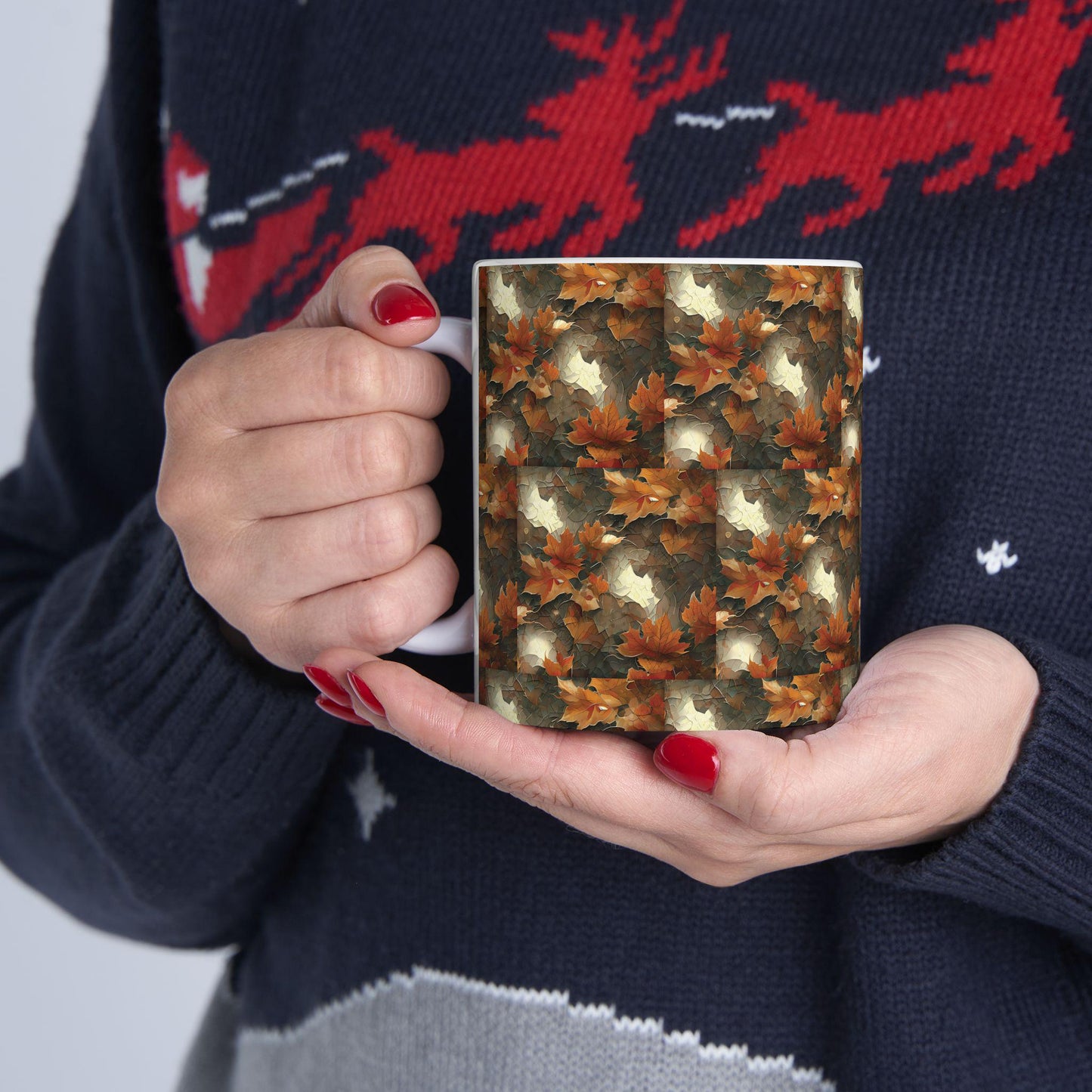Autumn Leaves Ceramic Mug, Fall Drinkware, Coffee Tea Cup, Seasonal Home Decor, Gift for Nature Lovers