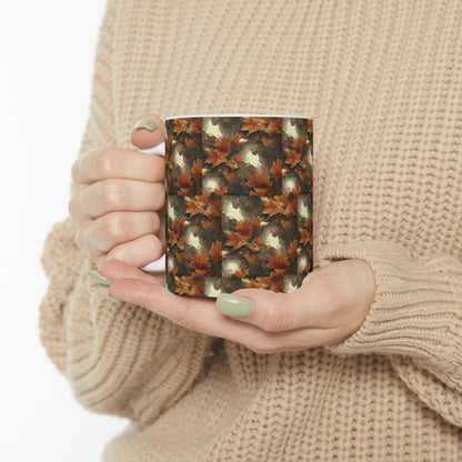 Autumn Leaves Ceramic Mug, Fall Drinkware, Coffee Tea Cup, Seasonal Home Decor, Gift for Nature Lovers