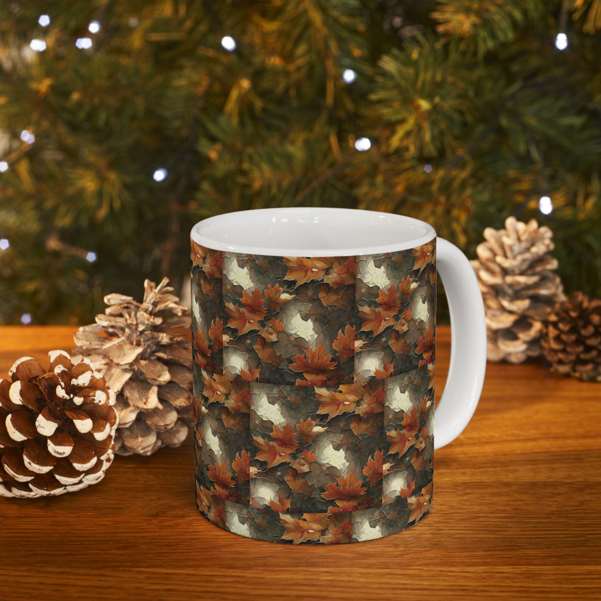 Autumn Leaves Ceramic Mug, Fall Drinkware, Coffee Tea Cup, Seasonal Home Decor, Gift for Nature Lovers