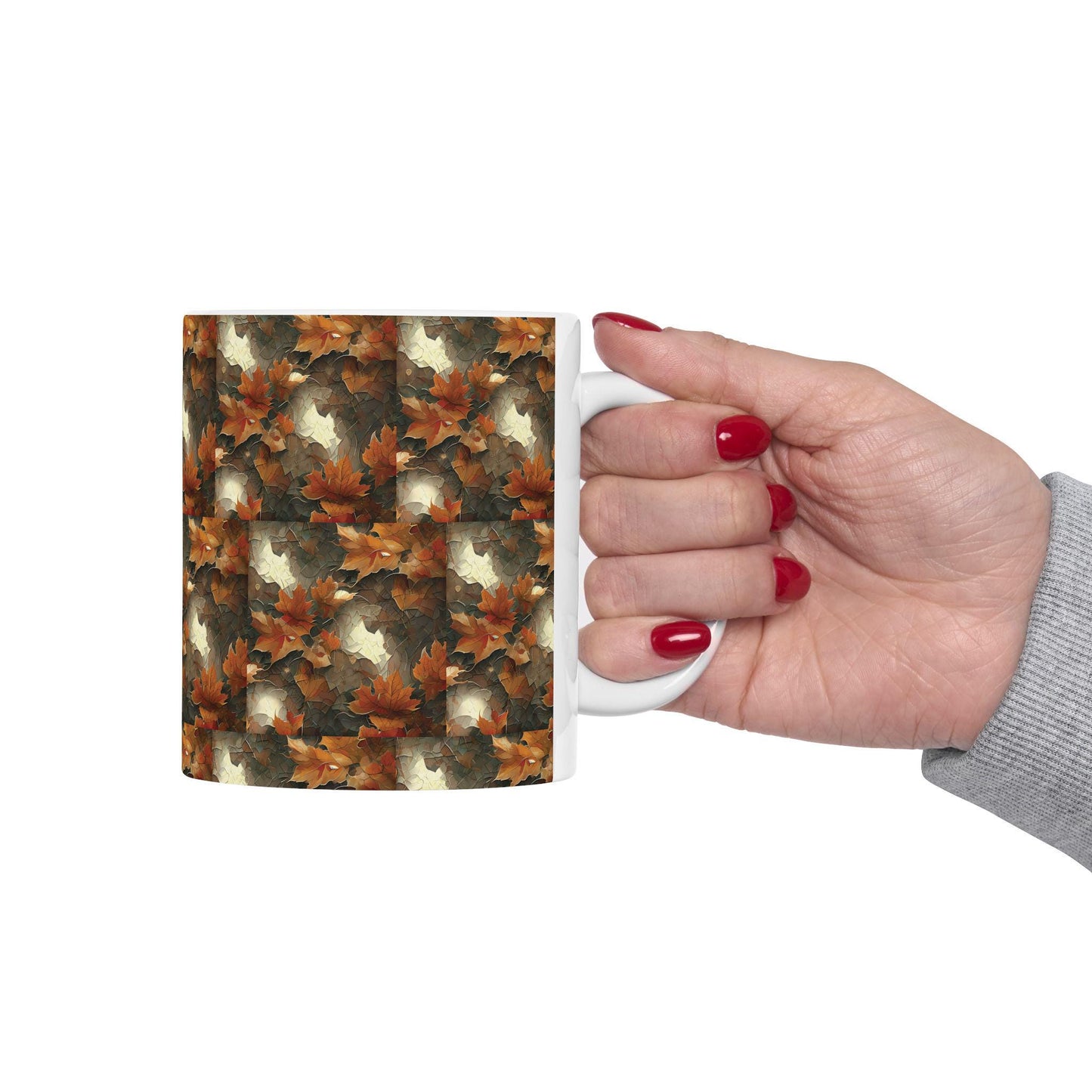 Autumn Leaves Ceramic Mug, Fall Drinkware, Coffee Tea Cup, Seasonal Home Decor, Gift for Nature Lovers