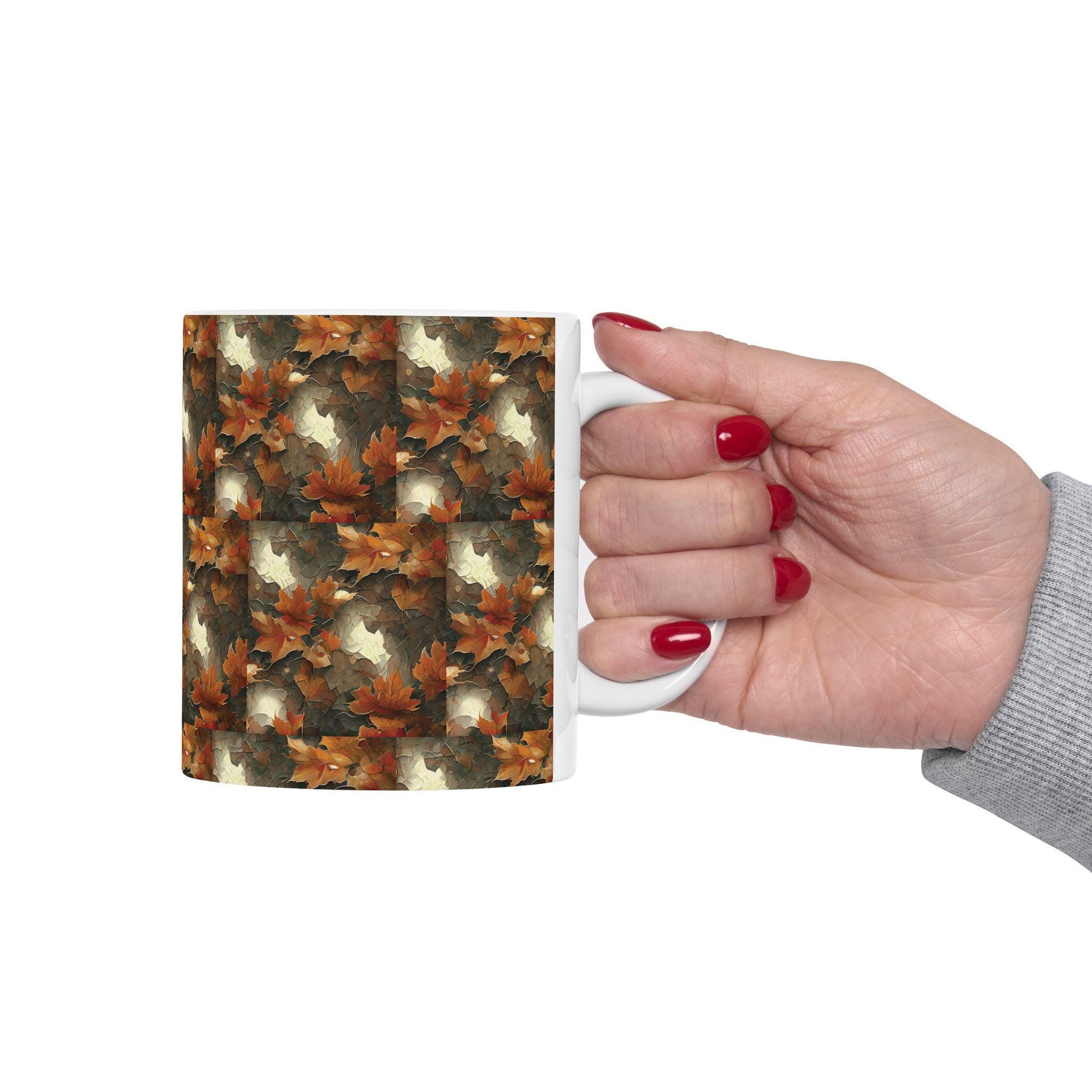 Autumn Leaves Ceramic Mug, Fall Drinkware, Coffee Tea Cup, Seasonal Home Decor, Gift for Nature Lovers