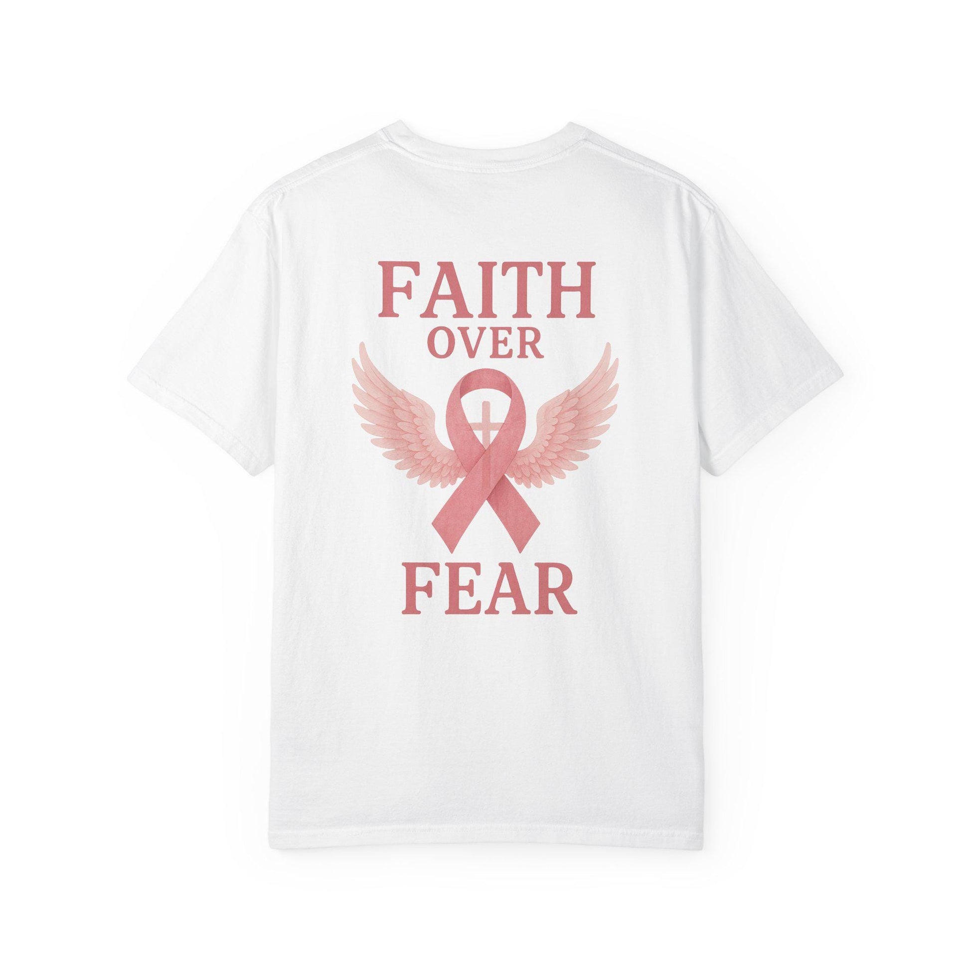 Faith Over Fear Angel Wings T-shirt, Breast Cancer Awareness Tee, Unisex Shirt, Religious Gift, Inspirational Clothing