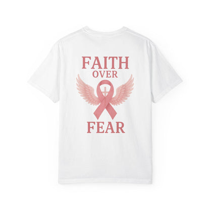 Faith Over Fear Angel Wings T-shirt, Breast Cancer Awareness Tee, Unisex Shirt, Religious Gift, Inspirational Clothing