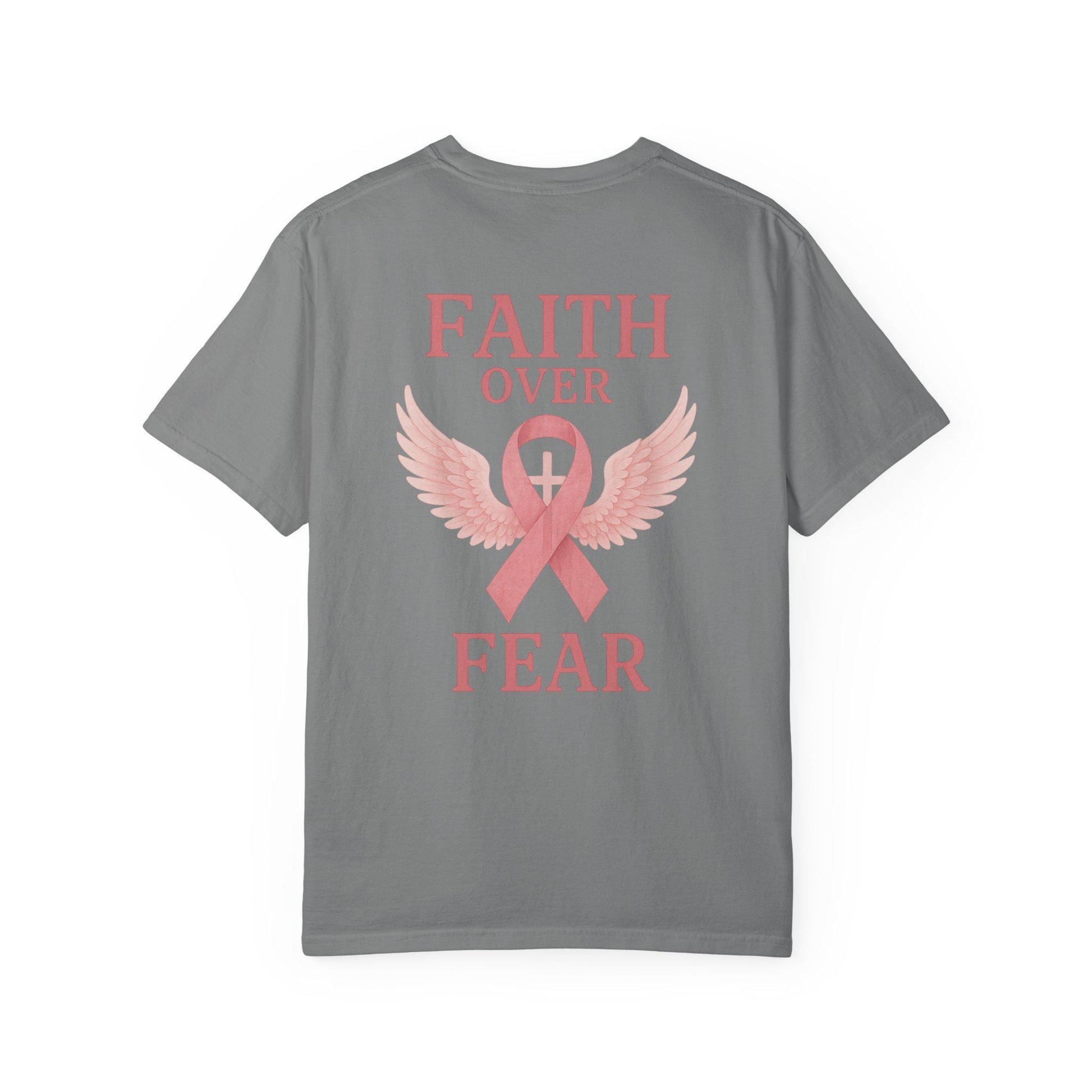 Faith Over Fear Angel Wings T-shirt, Breast Cancer Awareness Tee, Unisex Shirt, Religious Gift, Inspirational Clothing
