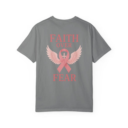 Faith Over Fear Angel Wings T-shirt, Breast Cancer Awareness Tee, Unisex Shirt, Religious Gift, Inspirational Clothing