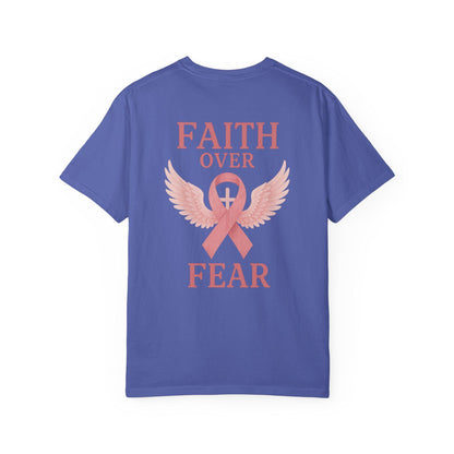 Faith Over Fear Angel Wings T-shirt, Breast Cancer Awareness Tee, Unisex Shirt, Religious Gift, Inspirational Clothing