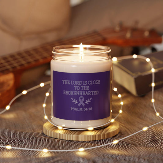 Scented Soy Candle, Inspirational Candle, Gift for Comfort, Relaxation Candle, Spiritual Home Decor, Inspirational Gifts, Psalm 34:18 Candle
