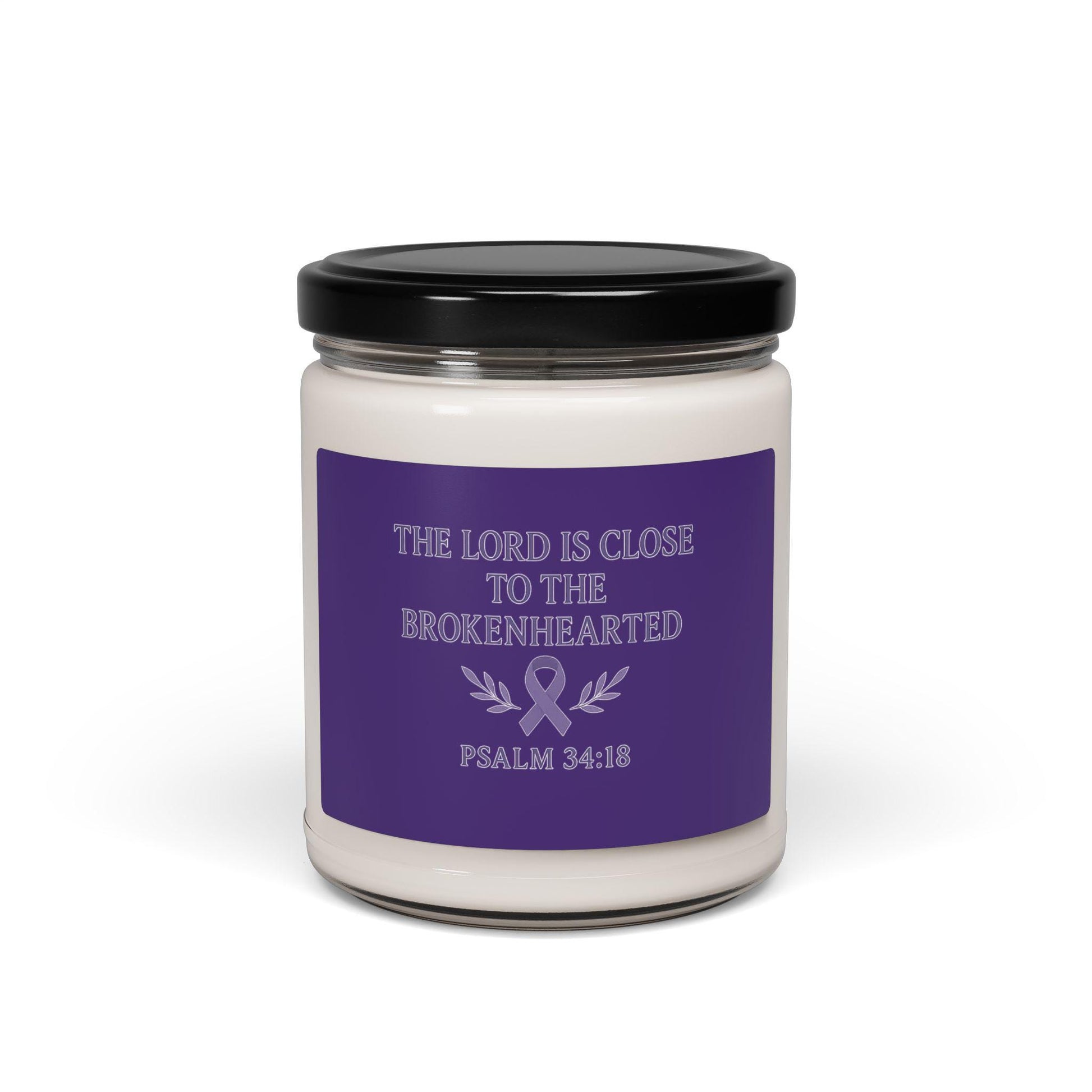 Scented Soy Candle, Inspirational Candle, Gift for Comfort, Relaxation Candle, Spiritual Home Decor, Inspirational Gifts, Psalm 34:18 Candle
