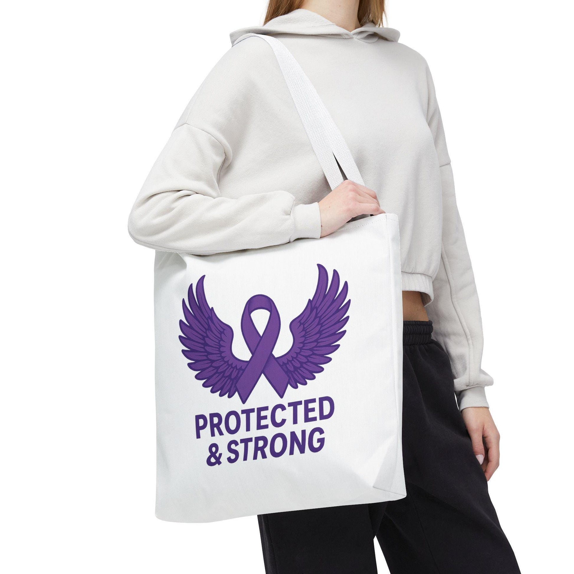 Protected and Strong Awareness Tote Bag, Eco-Friendly Shoulder Bag, Reusable Grocery Bag, Canvas Shopping Tote, Gift for Activists,