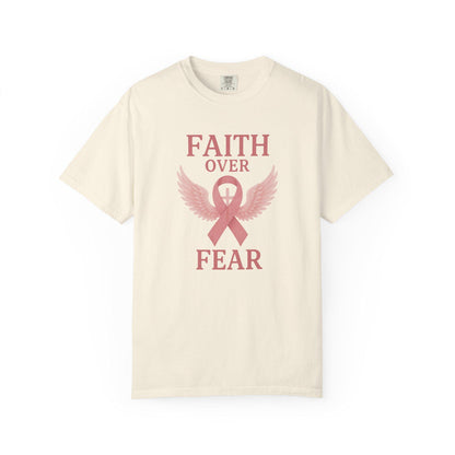 Faith Over Fear Unisex T-Shirt, Inspirational Shirt, Breast Cancer Awareness Tee, Gift for Support, Everyday Casual Wear
