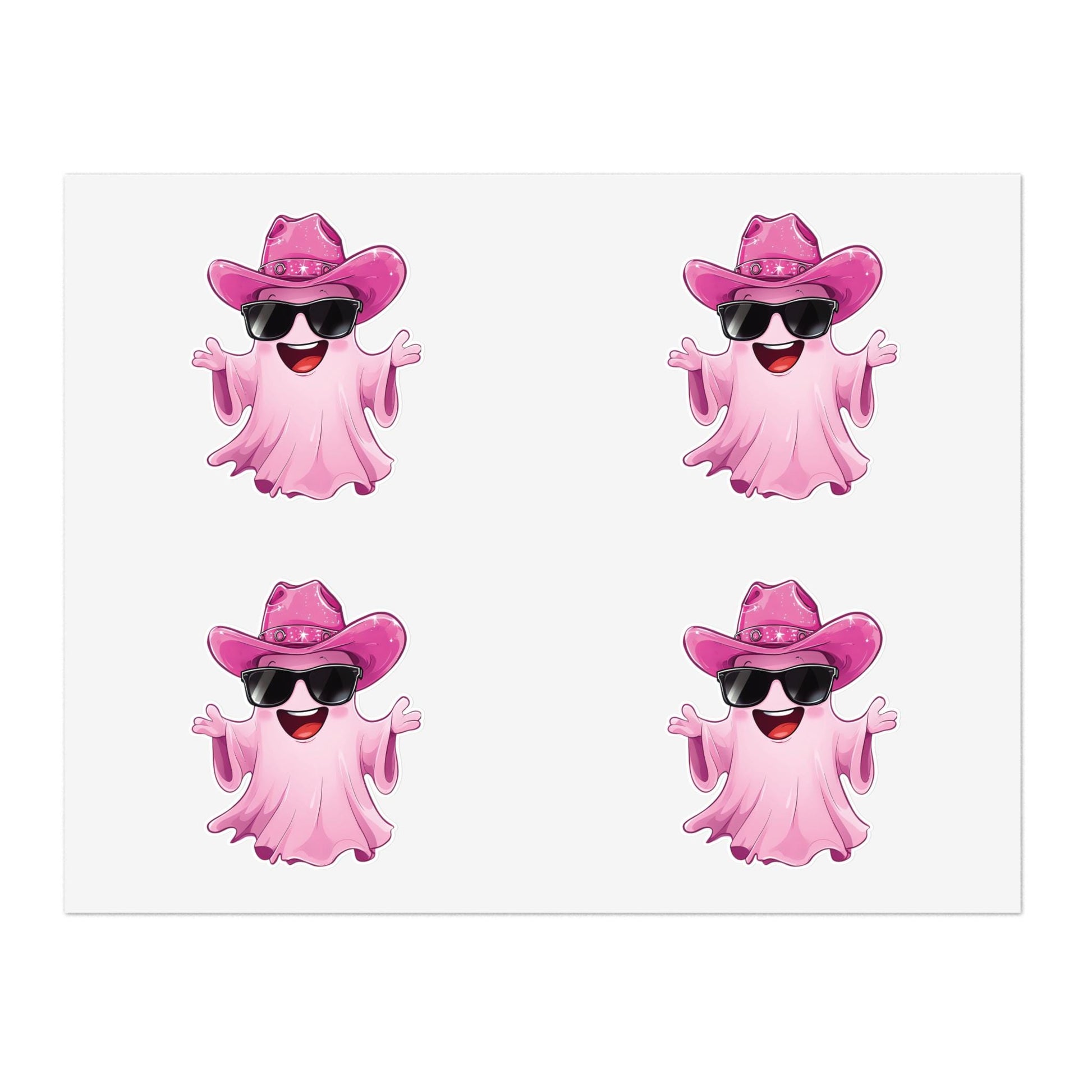 Pink Cowgirl Ghost Sticker Sheets - Funny Western Cowgirl Design, Decorative Vinyl Stickers, Laptop Decals, Planner Accessories, Scrapbook