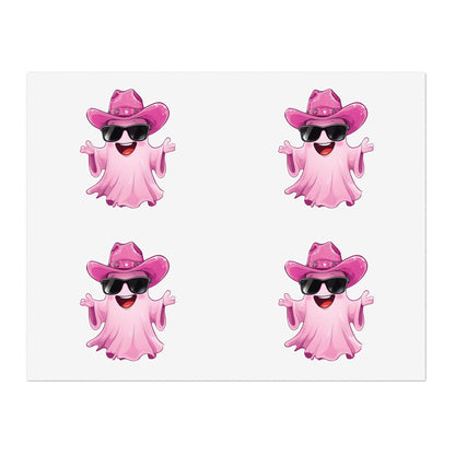 Pink Cowgirl Ghost Sticker Sheets - Funny Western Cowgirl Design, Decorative Vinyl Stickers, Laptop Decals, Planner Accessories, Scrapbook