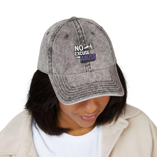 Vintage Embroidered Cap with Anti-Abuse Message - Casual Hat for Awareness, Support Events, Fundraisers, Gifts, Summer Days
