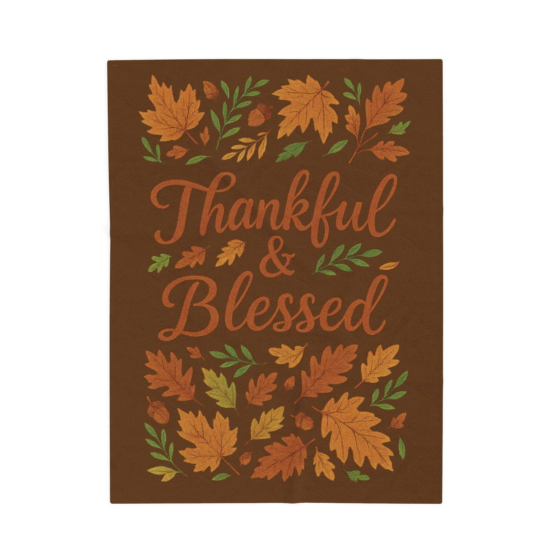Thankful & Blessed Velveteen Plush Blanket - Cozy Fall Decor for Home, Thanksgiving Gift, Autumn Snuggle, Family Warmth, Seasonal Accent