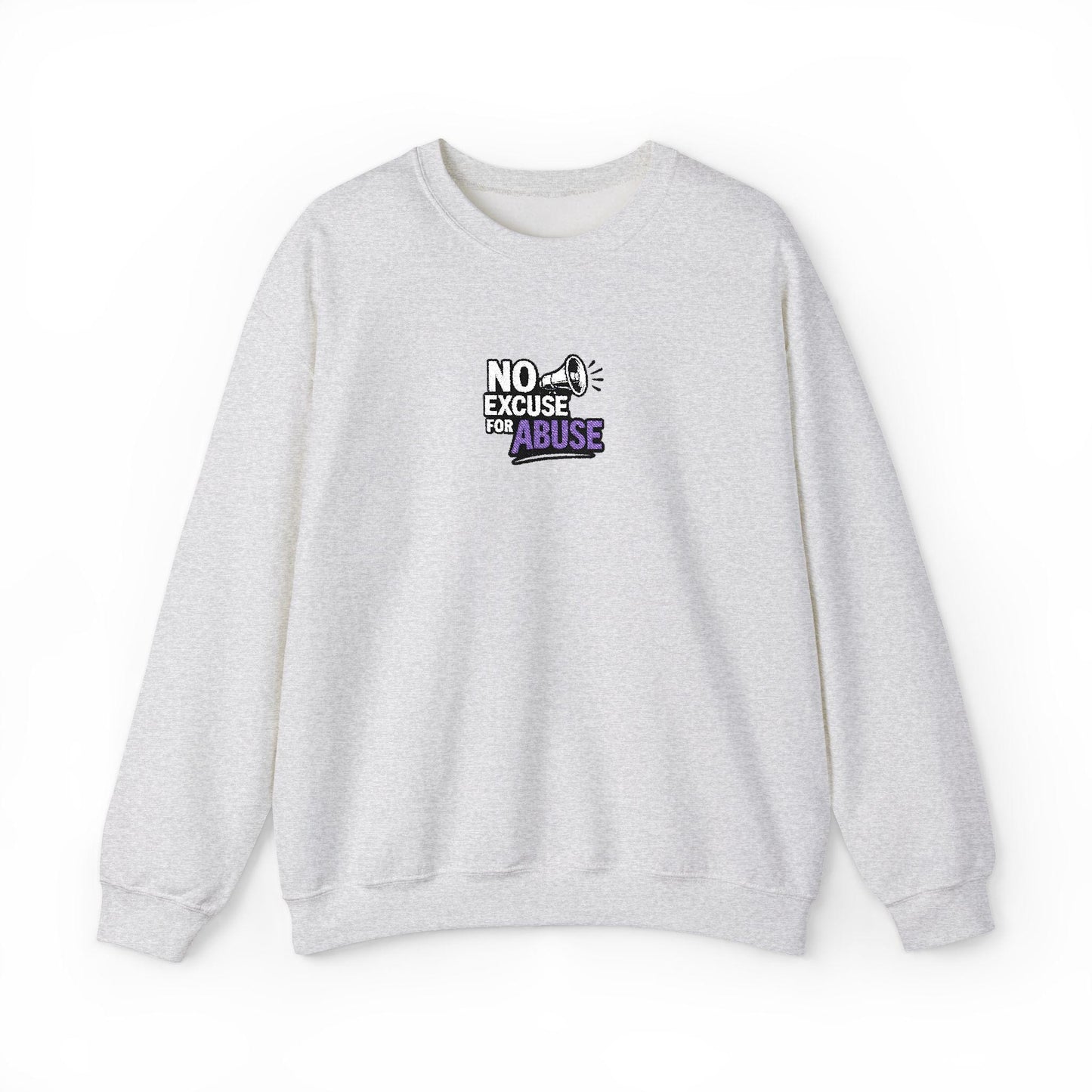Embroidered Awareness Sweatshirt - Unisex Heavy Blend™ Crewneck Sweatshirt, Domestic Violence Support Jumper, No Excuse For Abuse