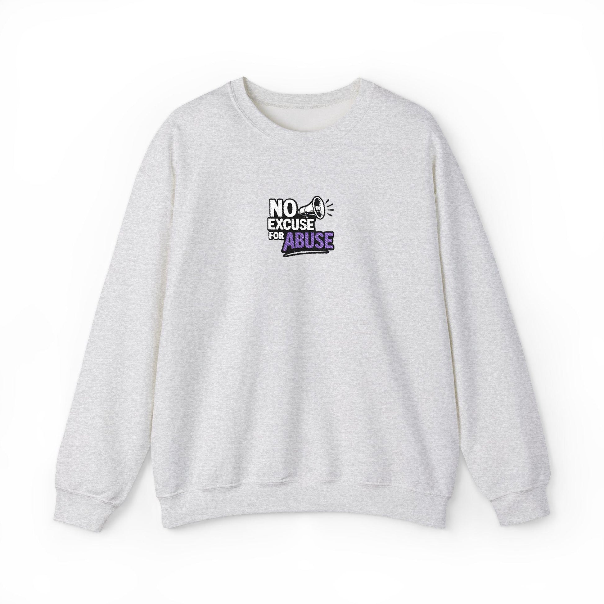 Embroidered Awareness Sweatshirt - Unisex Heavy Blend™ Crewneck Sweatshirt, Domestic Violence Support Jumper, No Excuse For Abuse