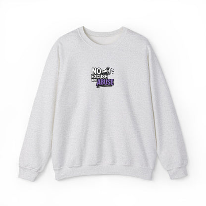 Embroidered Awareness Sweatshirt - Unisex Heavy Blend™ Crewneck Sweatshirt, Domestic Violence Support Jumper, No Excuse For Abuse