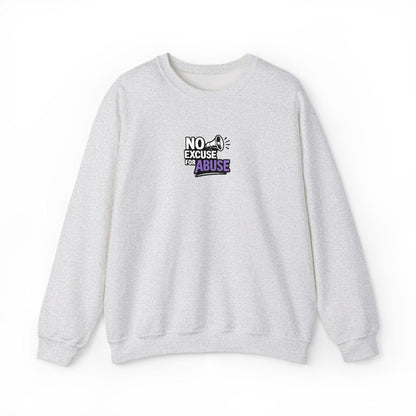 Embroidered Awareness Sweatshirt - Unisex Heavy Blend™ Crewneck Sweatshirt, Domestic Violence Support Jumper, No Excuse For Abuse