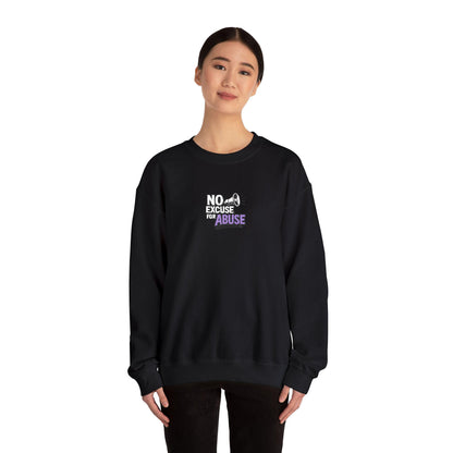 Embroidered Awareness Sweatshirt - Unisex Heavy Blend™ Crewneck Sweatshirt, Domestic Violence Support Jumper, No Excuse For Abuse