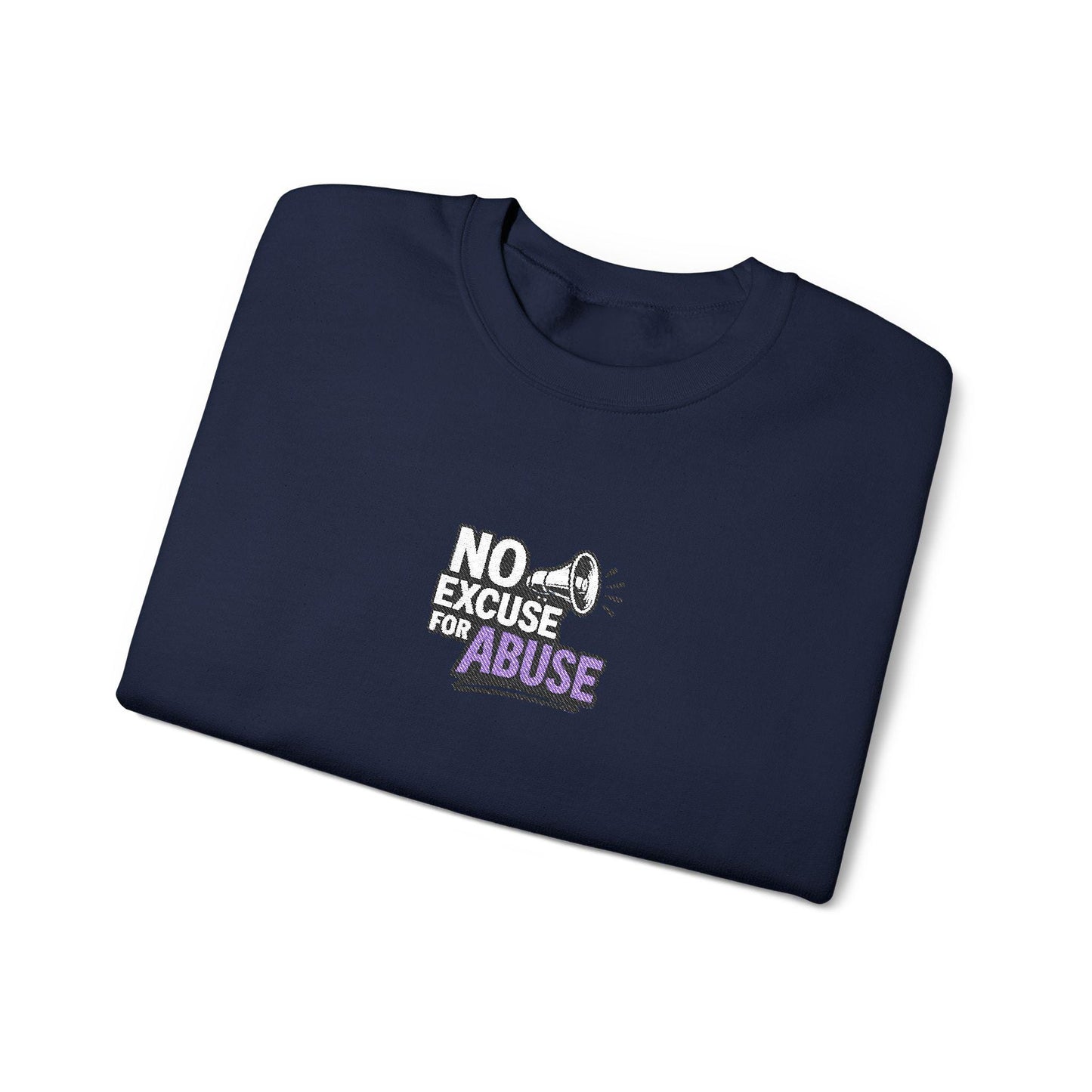Embroidered Awareness Sweatshirt - Unisex Heavy Blend™ Crewneck Sweatshirt, Domestic Violence Support Jumper, No Excuse For Abuse