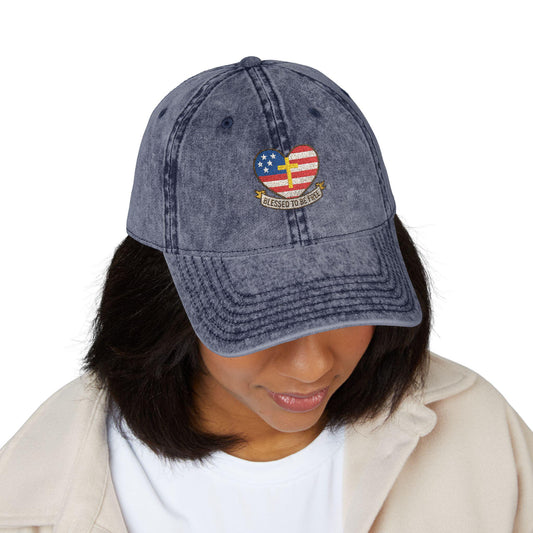 Embroidered Cap Blessed to Be Free - Vintage Freedom Hat, Retro Baseball Cap, Distressed Dad Cap for Men and Women, Adjustable Unisex Hat,