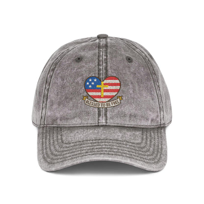 Embroidered Cap Blessed to Be Free - Vintage Freedom Hat, Retro Baseball Cap, Distressed Dad Cap for Men and Women, Adjustable Unisex Hat,