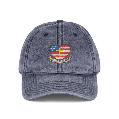Embroidered Cap Blessed to Be Free - Vintage Freedom Hat, Retro Baseball Cap, Distressed Dad Cap for Men and Women, Adjustable Unisex Hat,