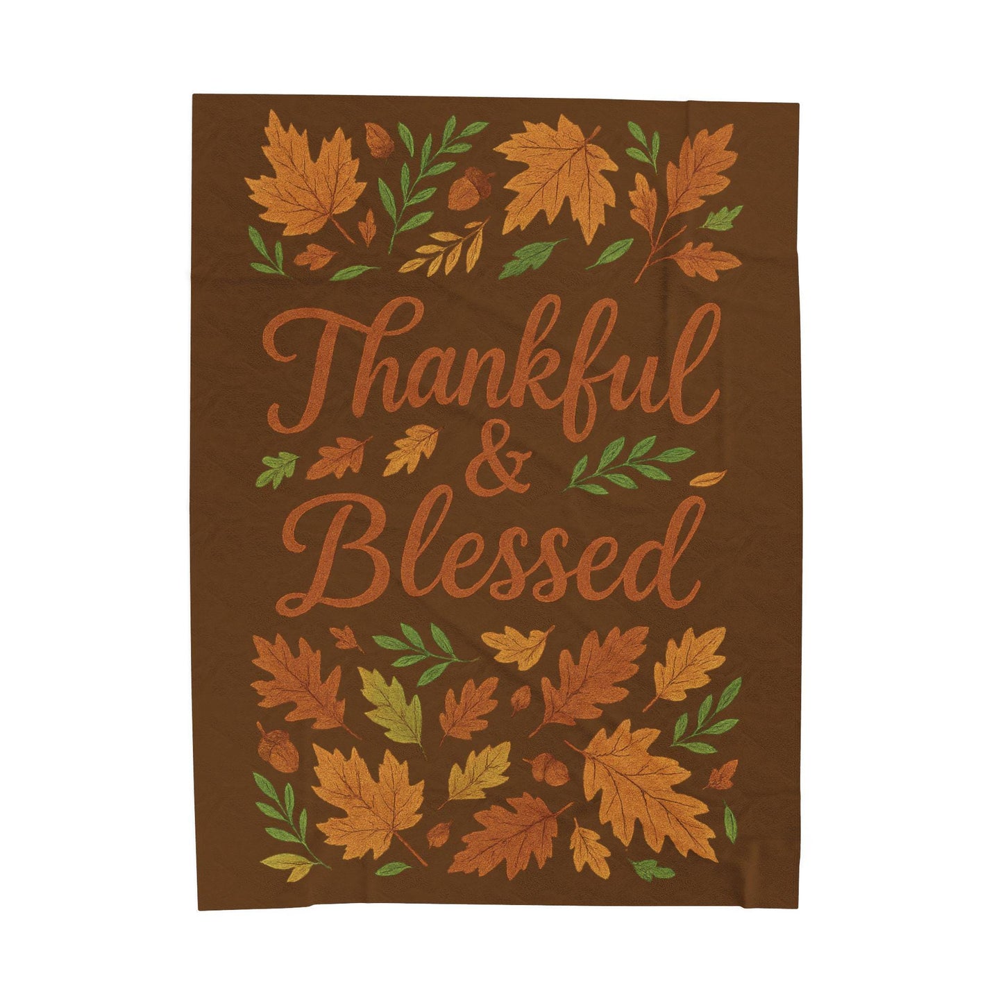 Thankful & Blessed Velveteen Plush Blanket - Cozy Fall Decor for Home, Thanksgiving Gift, Autumn Snuggle, Family Warmth, Seasonal Accent