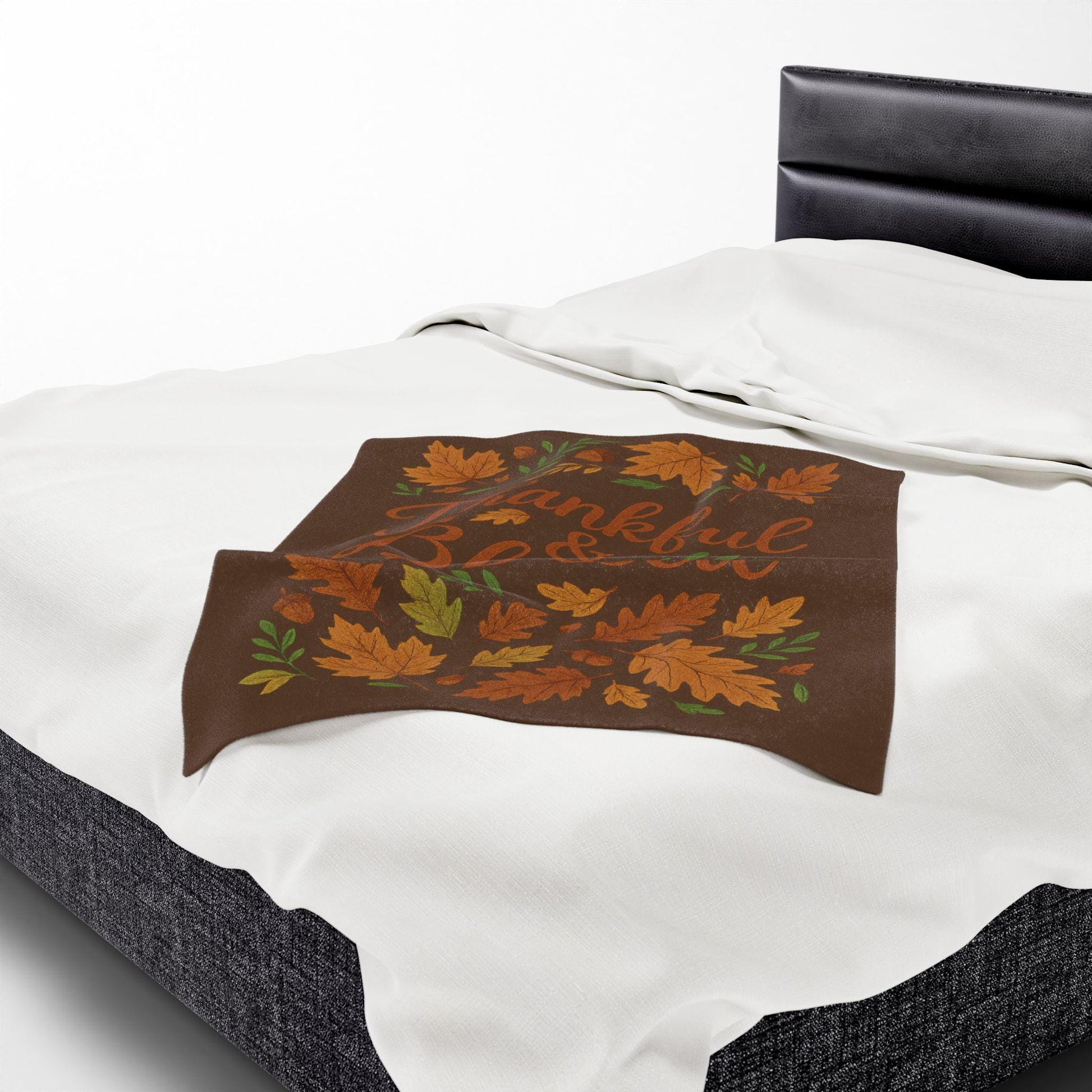 Thankful & Blessed Velveteen Plush Blanket - Cozy Fall Decor for Home, Thanksgiving Gift, Autumn Snuggle, Family Warmth, Seasonal Accent