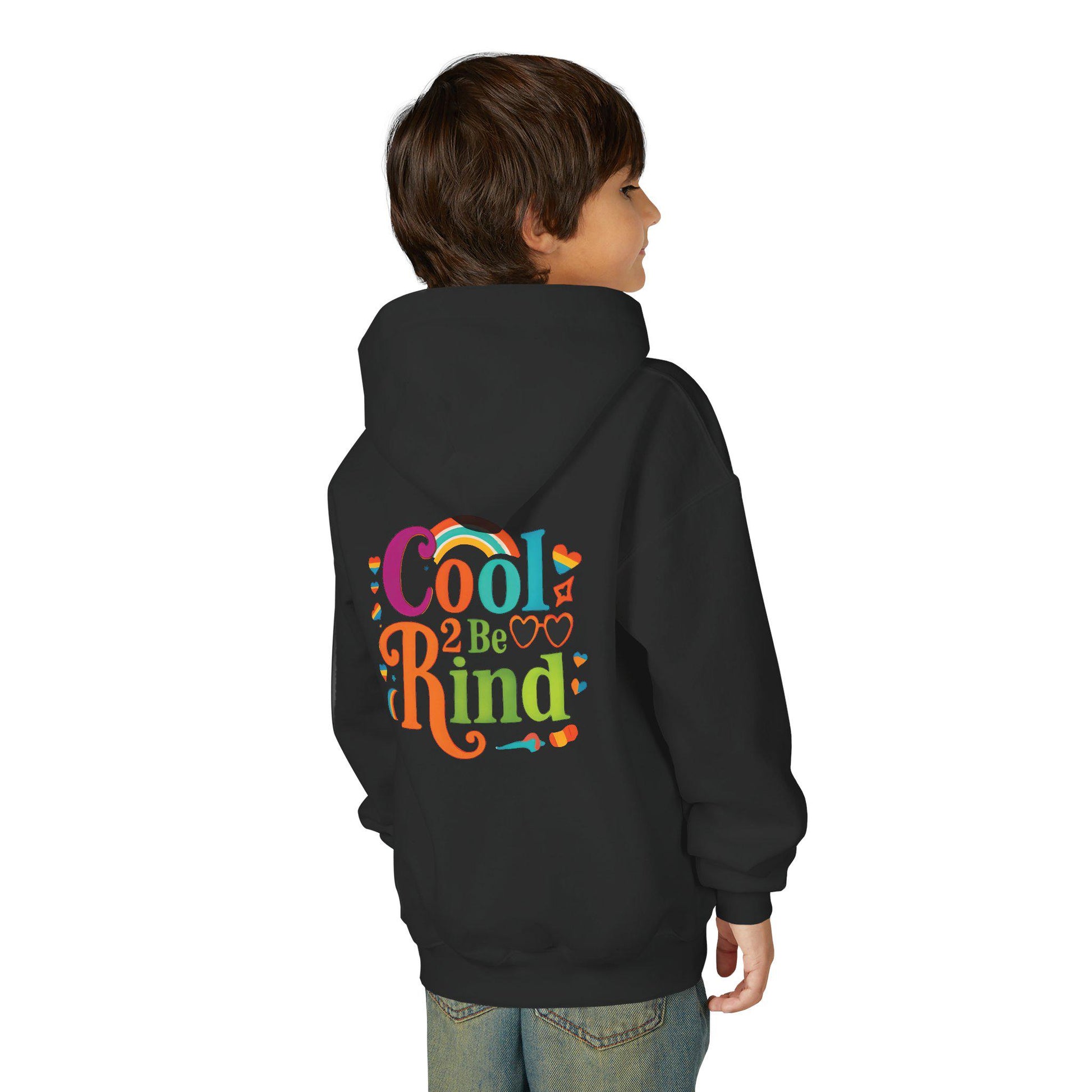Cool 2 Be Kind Hoodie | Youth Hooded Sweatshirt, Colorful Rainbow Kindness Design
