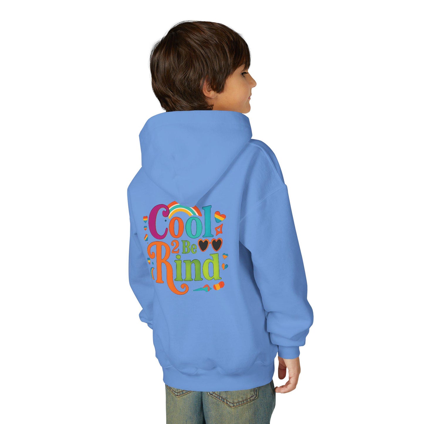 Cool 2 Be Kind Hoodie | Youth Hooded Sweatshirt, Colorful Rainbow Kindness Design