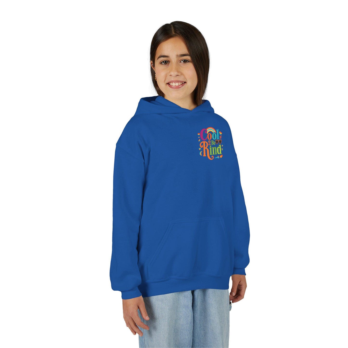 Cool 2 Be Kind Hoodie | Youth Hooded Sweatshirt, Colorful Rainbow Kindness Design