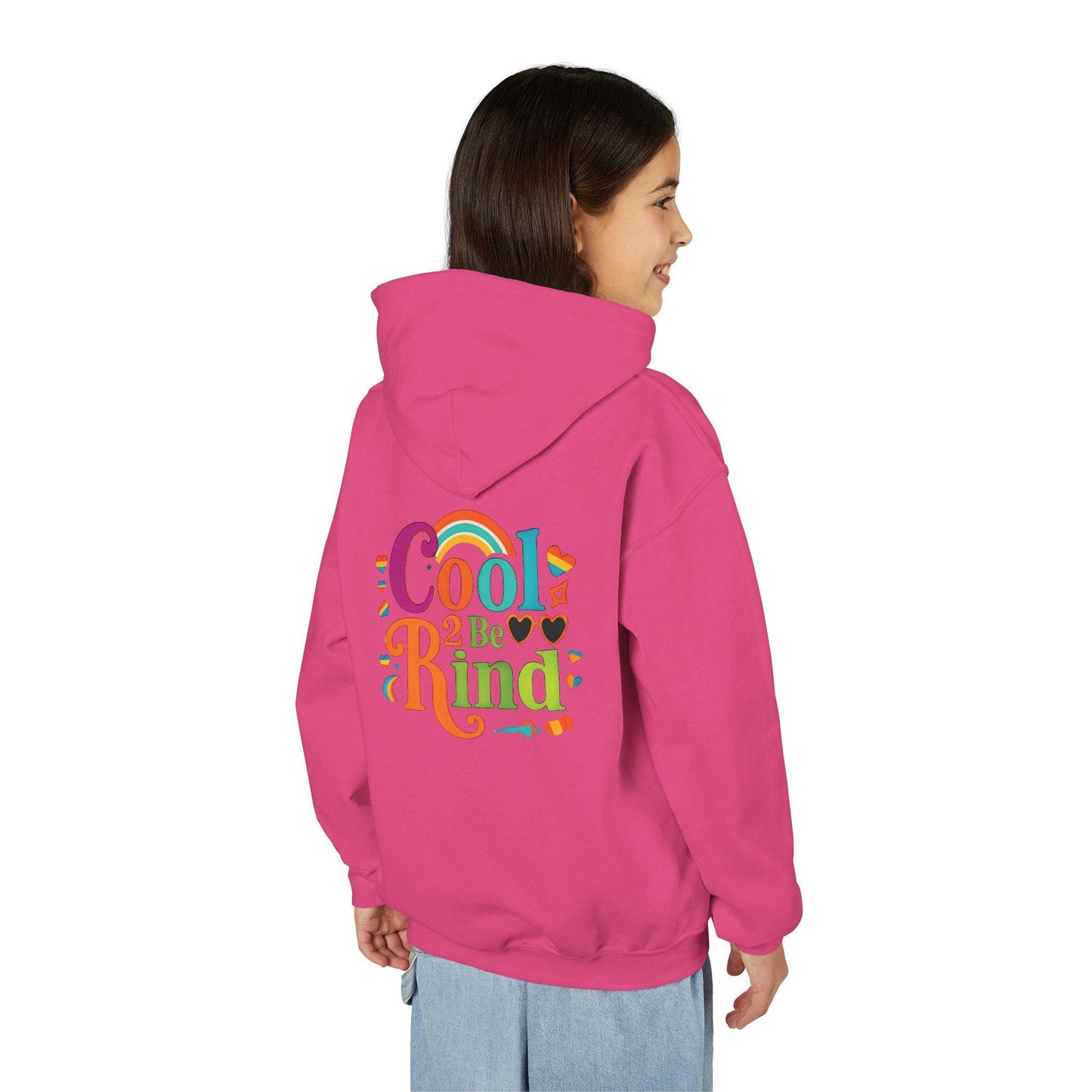 Cool 2 Be Kind Hoodie | Youth Hooded Sweatshirt, Colorful Rainbow Kindness Design