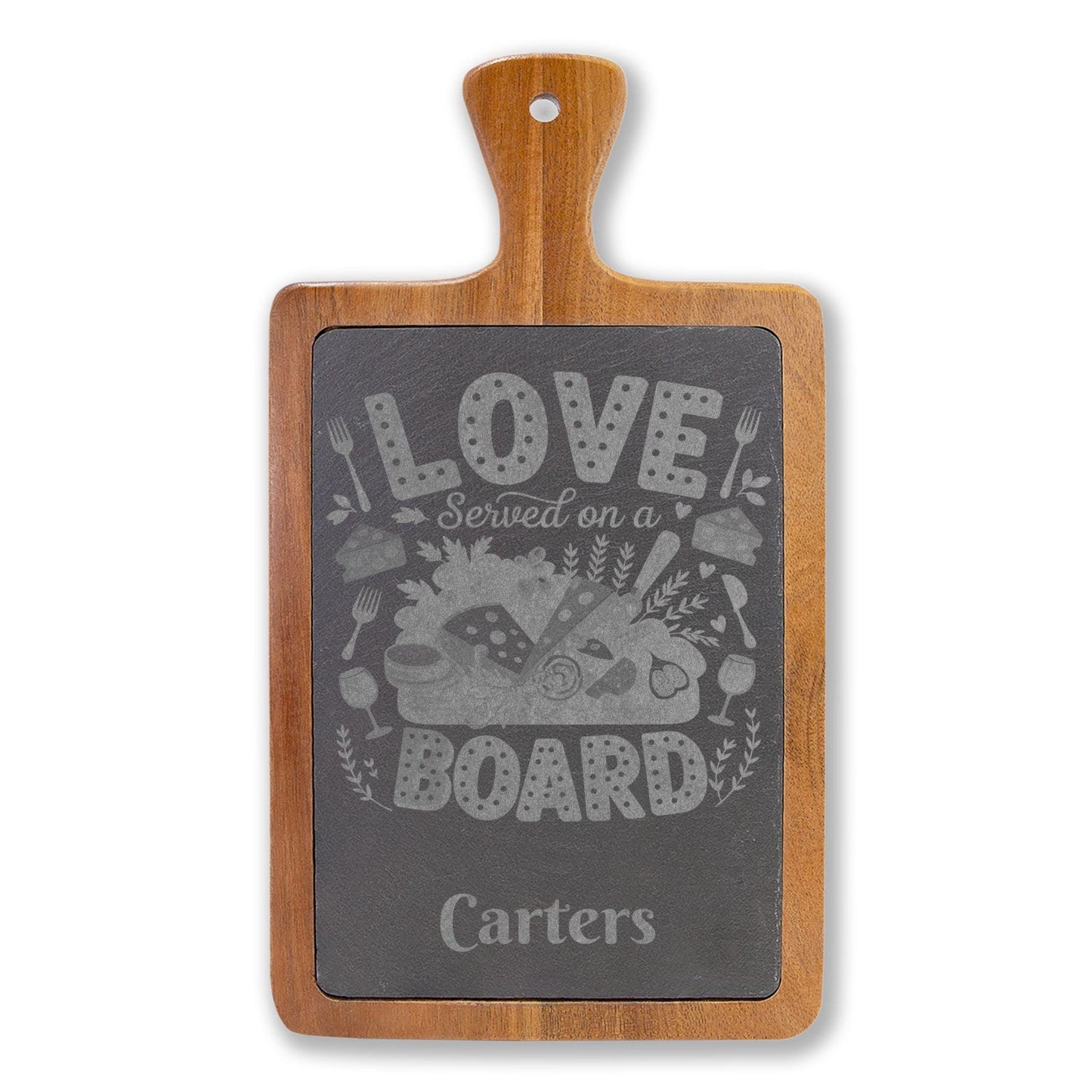 Love Served On A Board Charcuterie| Engraved Acacia Cheese Board