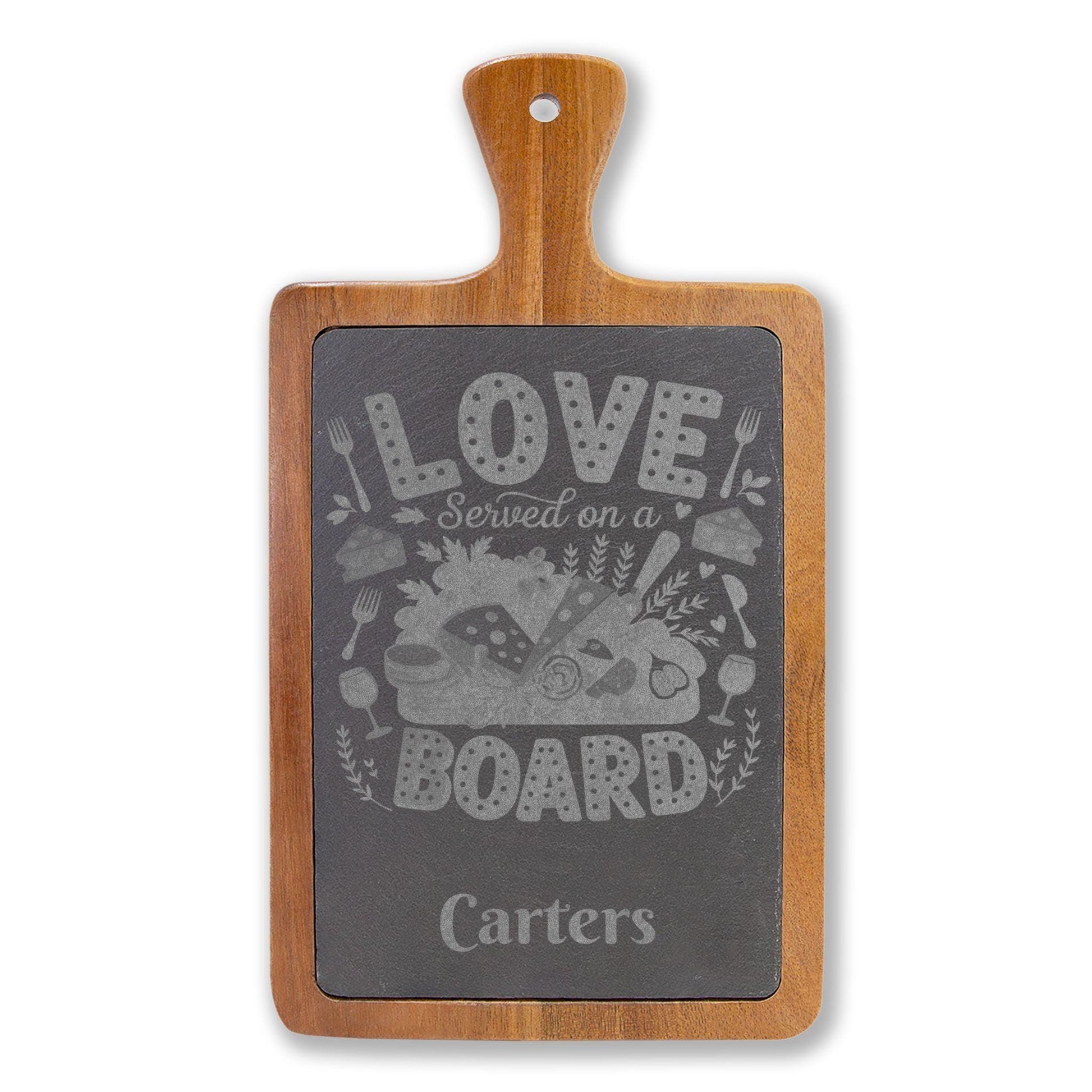 Love Served On A Board Charcuterie| Engraved Acacia Cheese Board