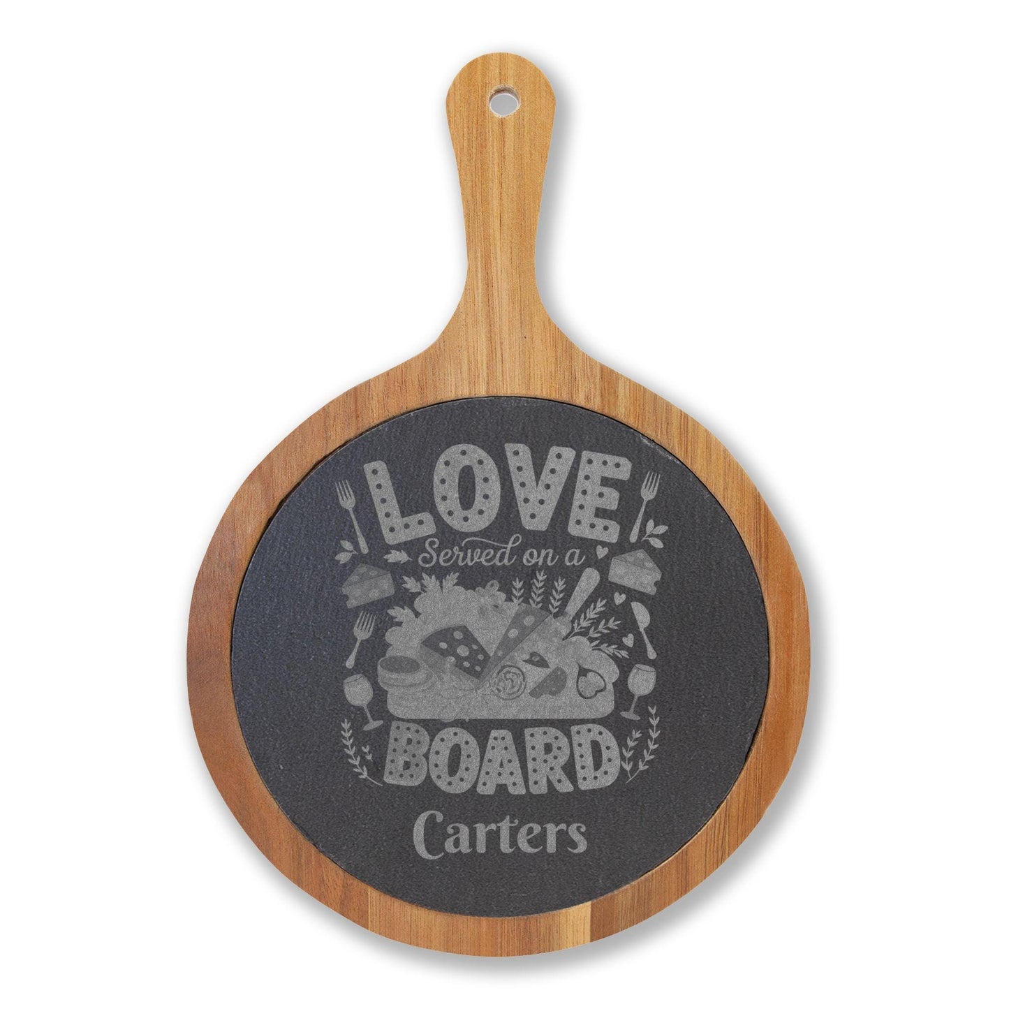Love Served On A Board Charcuterie| Engraved Acacia Cheese Board