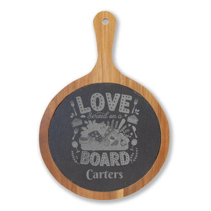 Love Served On A Board Charcuterie| Engraved Acacia Cheese Board