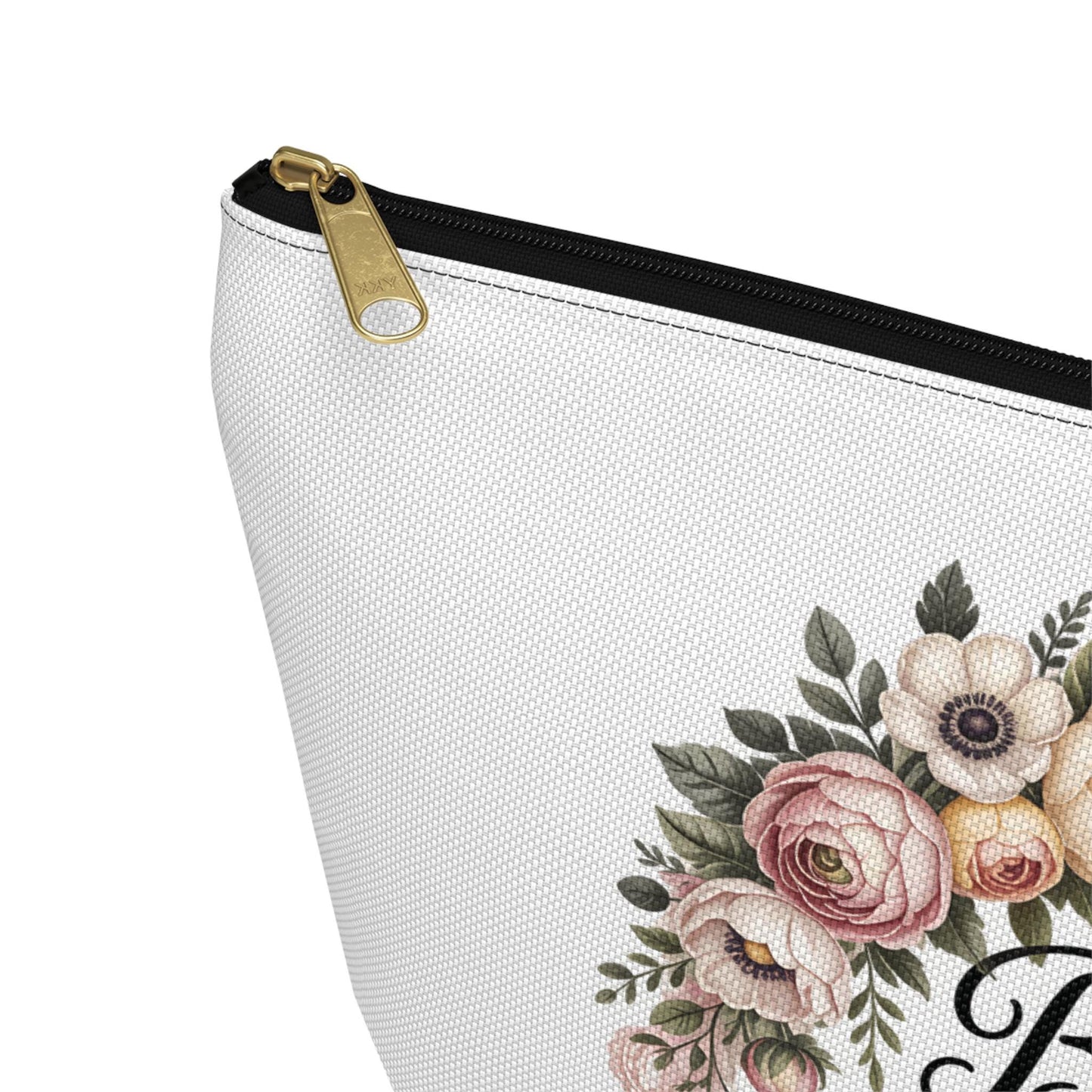 Bride Squad Accessory Pouch, Personalized Bridesmaid Makeup Bag | Floral Wreath Design