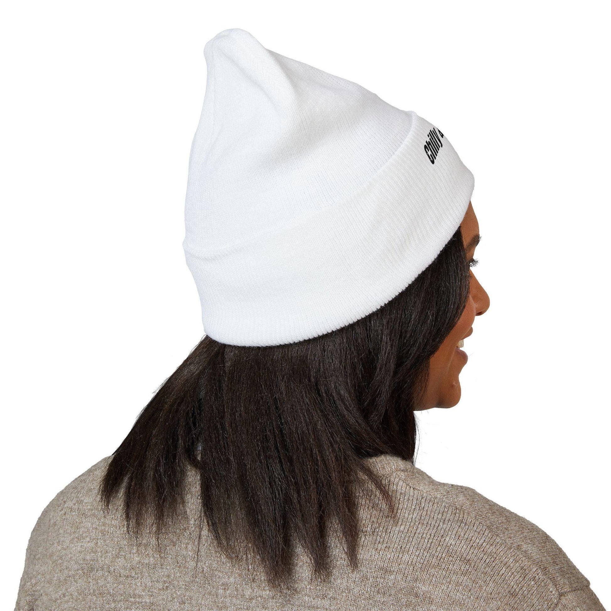 Chilly & Unbothered beanie | Embroidered cuffed knit hat, snowflake design