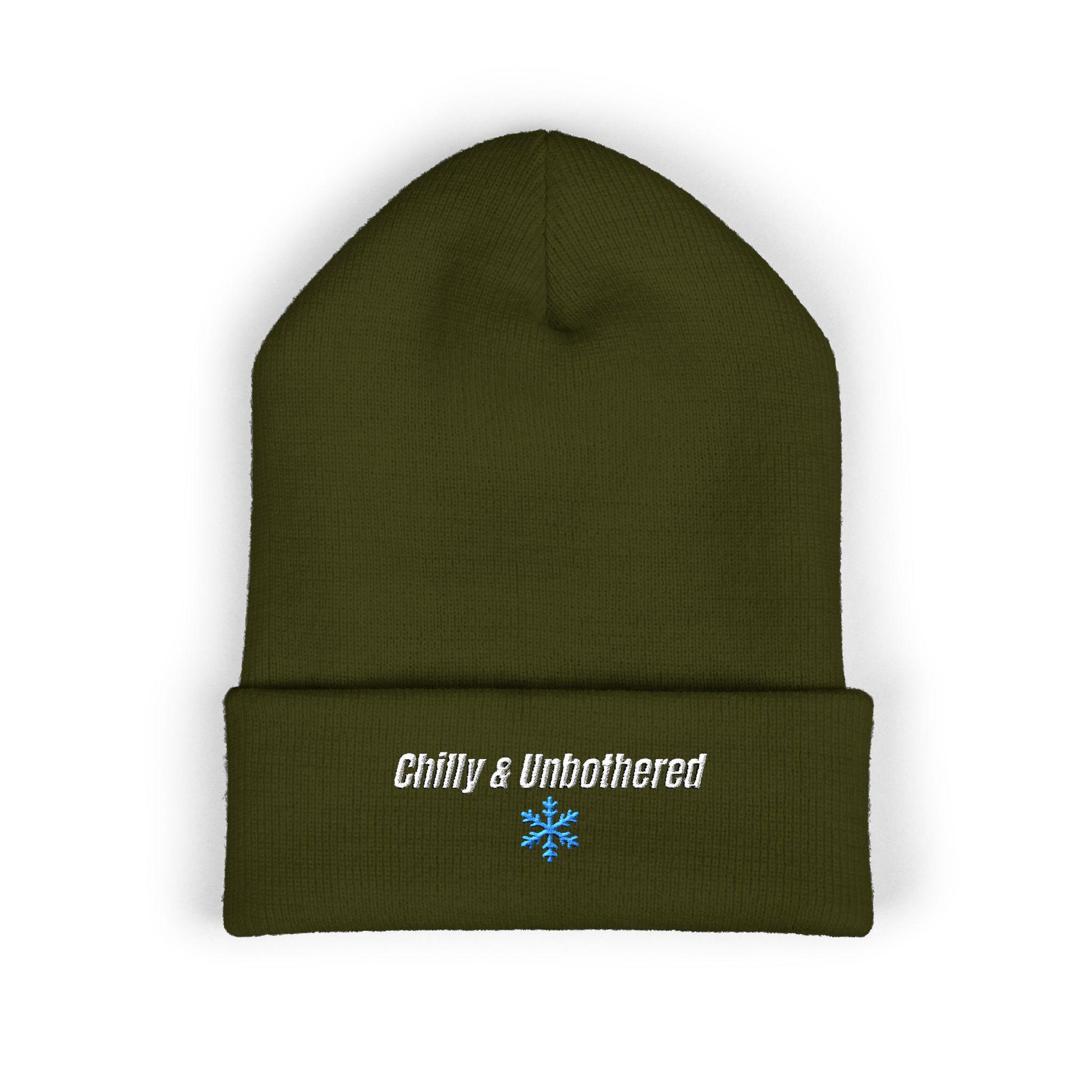 Chilly & Unbothered Beanie | Embroidered Snowflake Cuff Beanie