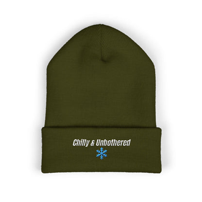 Chilly & Unbothered Beanie | Embroidered Snowflake Cuff Beanie