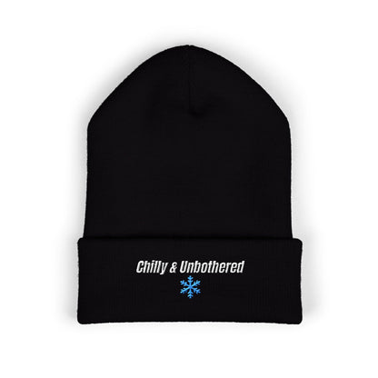 Chilly & Unbothered Beanie | Embroidered Snowflake Cuff Beanie
