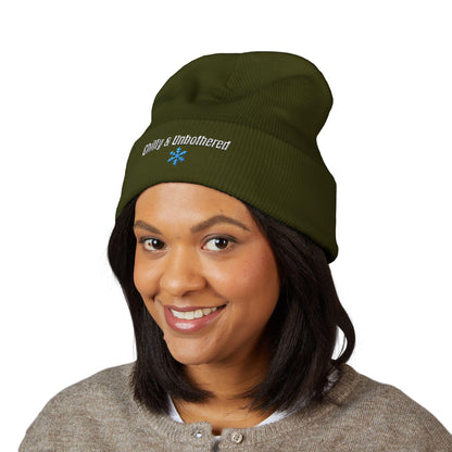 Chilly & Unbothered Beanie | Embroidered Snowflake Cuff Beanie