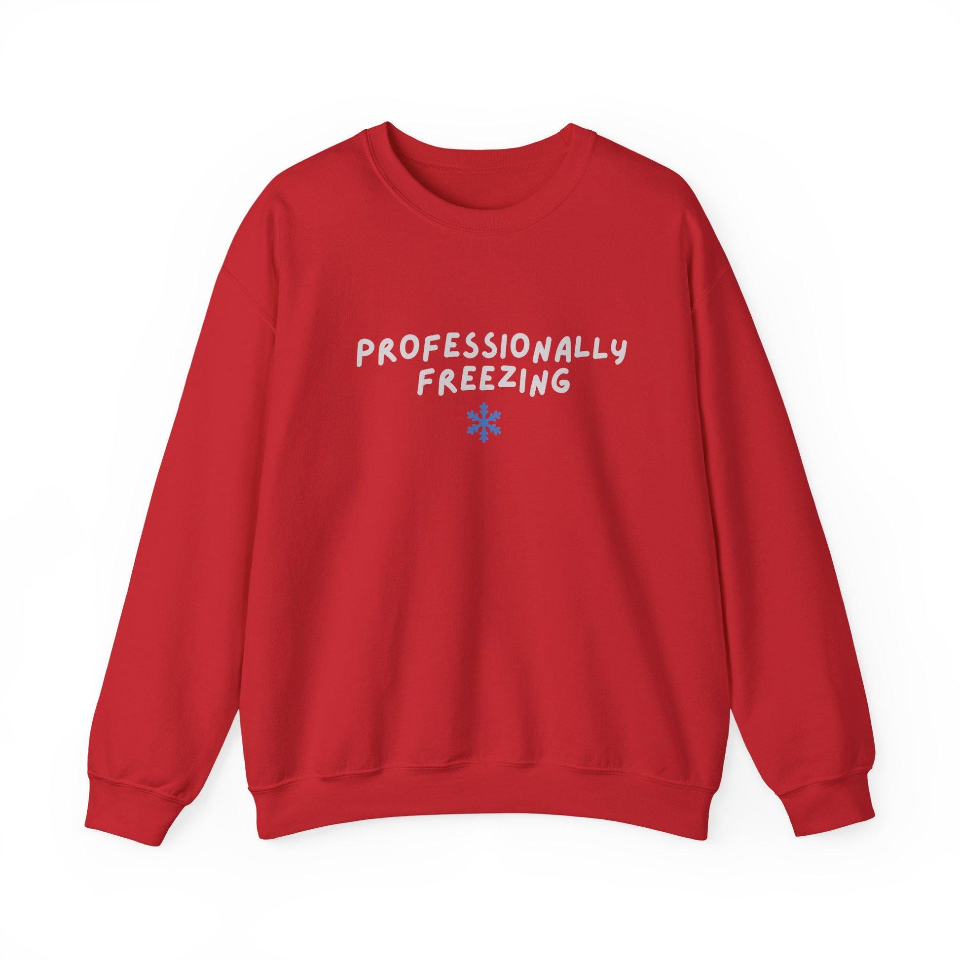 Professionally Freezing Crewneck Sweatshirt | Funny Winter Snowflake Design