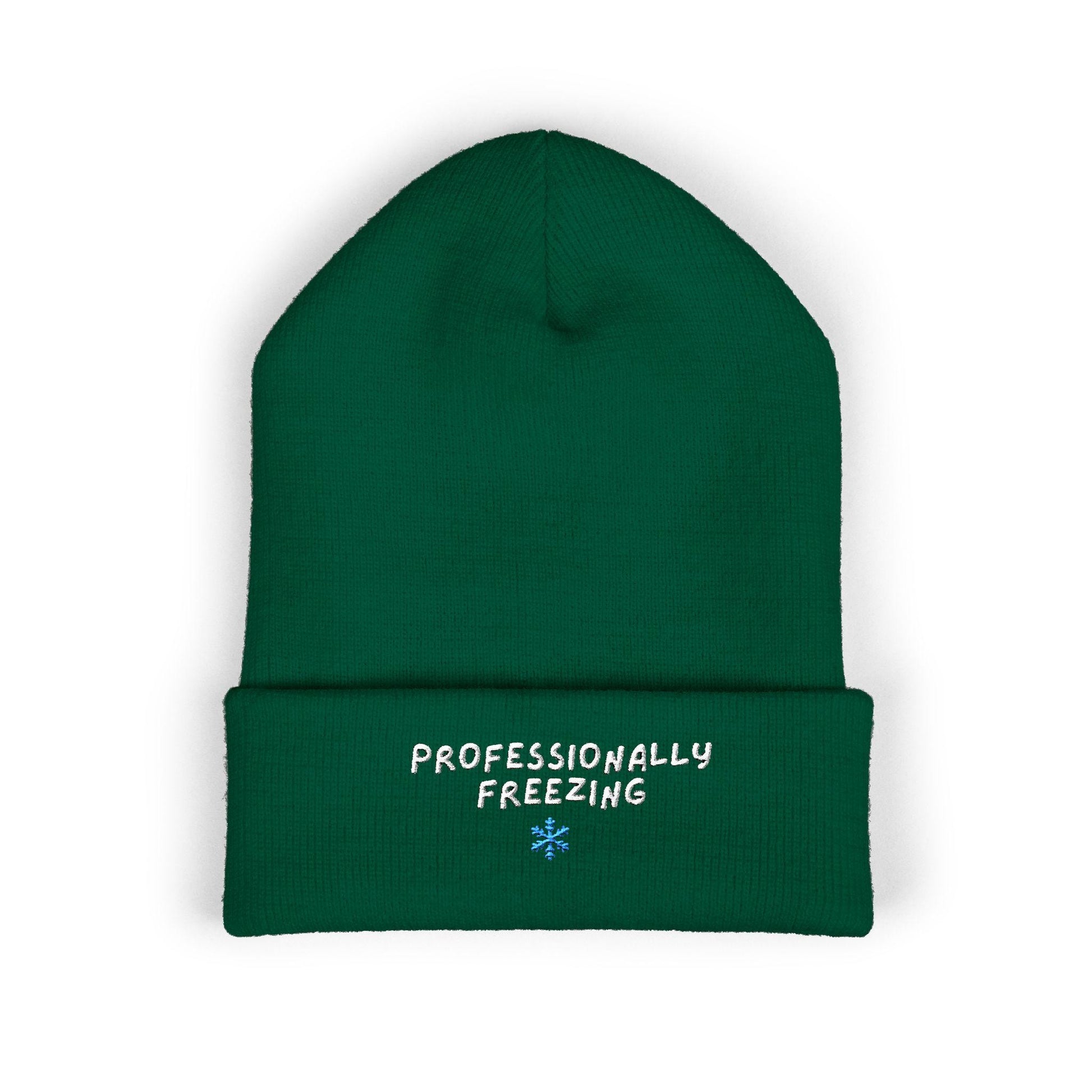 Professionally Freezing beanie | Cuffed Beanie Embroidered Snowflake